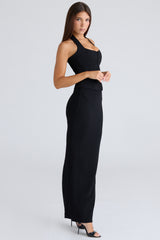 Black Panelled Bodycon Skirt