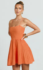 Donissa Mini Dress - Panelled Knit Mini Dress in Sherbet