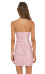 Strapless Sequin Mini Dress in Pink