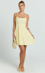 Donissa Mini Dress - Panelled Knit Mini Dress in Butter Yellow