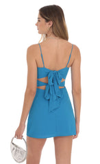 Front Twist Dress in Aqua Blue