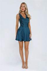 Rosé Before Sunset Satin Mini Dress Green
