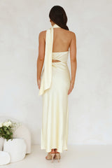 Francesca Satin Midi Dress Yellow