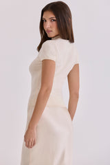 Ivory Cotton + Cashmere Short Sleeve Top