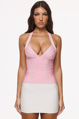 Lychee Sculpting Halter V Waist Bandage Top