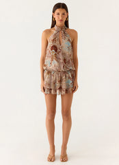 Rhodanthe Drop Waist Mini Dress - Desert Blur