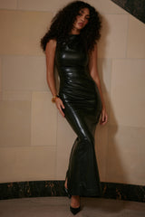 Black Vegan Leather Maxi Dress