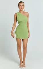 Eliana Mini Dress - Chain Back Slip Dress in Green