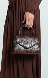 Marilou Bag - Croc Embossed Top Handle Crossbody Bag in Brown