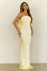 Soft Forever Mood Satin Strapless Maxi Dress Yellow