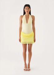 Indira Halter Mini Dress - Yellow