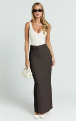 Stella Maxi Skirt - High Waisted Pencil Skirt in Chocolate