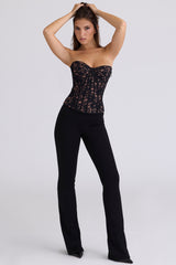 Black Floral Lace Boned Corset Top