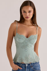 Jade Custom Hand Beaded Embellished Top - Limited Edition