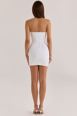 True White Sculpting Halter V Waist Mini Bandage Dress