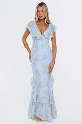 Romantic Bloom Maxi Dress Blue