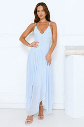 Wave Whisper Mesh Maxi Dress Blue