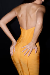 Orange Sherbet Midi Bandage Dress