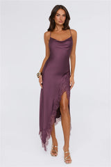 Quietly Magnetic Satin Lace Maxi Dress Mauve
