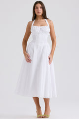 White Cotton Halter Sundress
