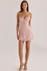 Blush Custom Hand Beaded Embellished Mini Dress - Limited Edition