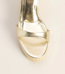 Chic On Arrival Metallic Espadrille Wedges