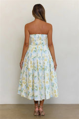 Afternoon Bliss Strapless Floral Maxi Dress White