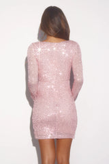 Zoe Sequin Mini Dress Light Pink