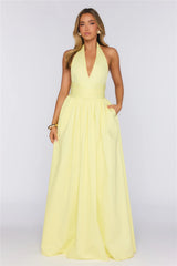 Glow And Go Halter Maxi Dress Lemon
