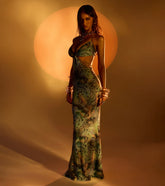 Angelique Abstract Print Mermaid Formal Dress