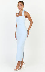 Sandy Maxi Dress - Sweetheart Neckline Halter Dress in Light Blue
