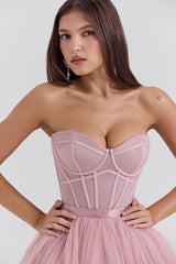French Rose Tulle Midi Dress