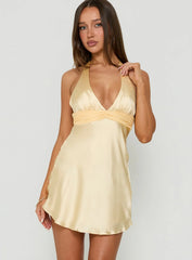 Odyssa Halter Mini Dress Yellow