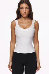 True White Scoop Neck Bandage Top