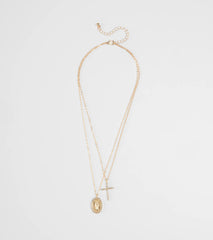 Dainty Blessings Cross Pendant Necklace