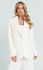 Selena Blazer - Oversized Single Breasted Blazer in Cream