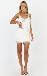 Ava Mini Skirt - Lace Trim Skirt in Cream