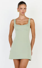 Zaria Mini Dress - Panel Dress in Sage
