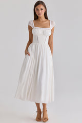 White Voile + Broderie Anglais Maxi Dress