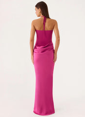 Verner Halter Maxi Dress - Berry