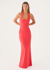 Nardin Maxi Dress - Coral Red