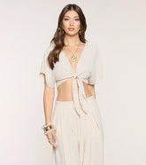 Soft Breeze Tie-Front Crop Top