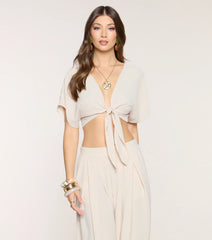Soft Breeze Tie-Front Crop Top