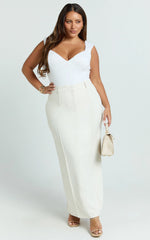 Stella Maxi Skirt - High Waisted Pencil Skirt in Stone