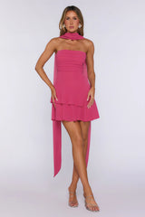 Harbour Club Strapless Mini Dress Magenta
