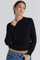 Black Cashmere + Wool Crew Neck Sweater