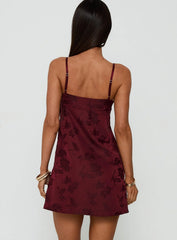 Had Me At Hello Lace Trim Mini Dress Burgundy