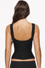 Black Scoop Neck Bandage Top
