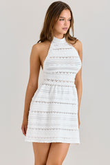 White Openwork Mini Dress