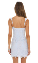 Floral Lace Mini Dress in Light Blue